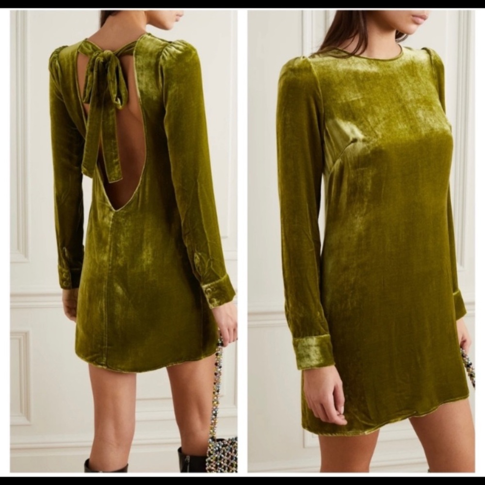 Reformation Kyra Open Back Velvet Mini Dress